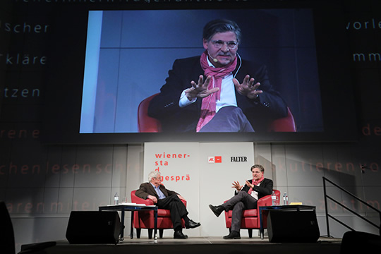 Jan-Werner Müller im Gespräch mit Peter Huemer, Foto: Christina Fischer
