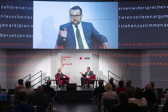Oliver Nachtwey im Gespräch mit Barbara Tóth, Foto: Christian Fischer